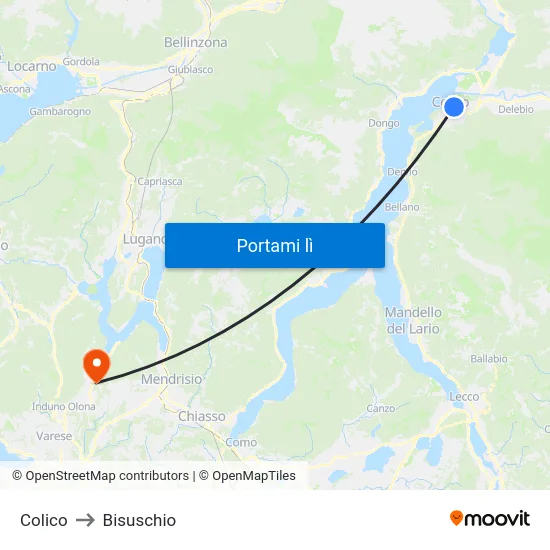 Colico to Bisuschio map