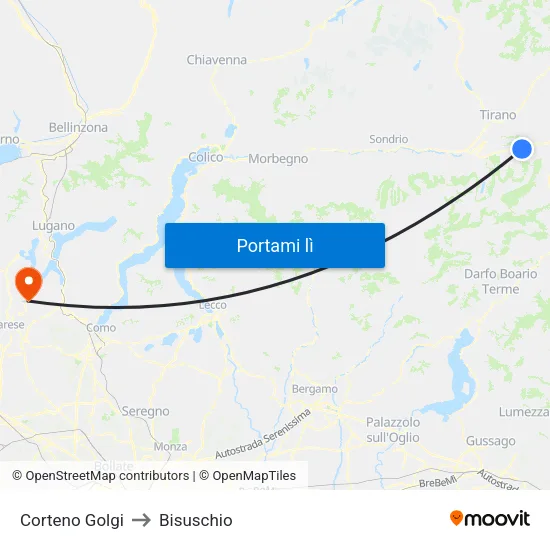 Corteno Golgi to Bisuschio map