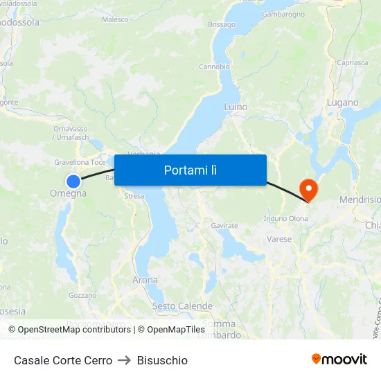 Casale Corte Cerro to Bisuschio map