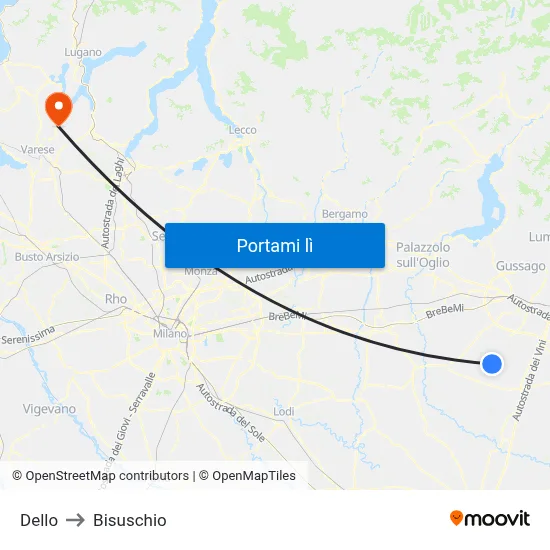 Dello to Bisuschio map
