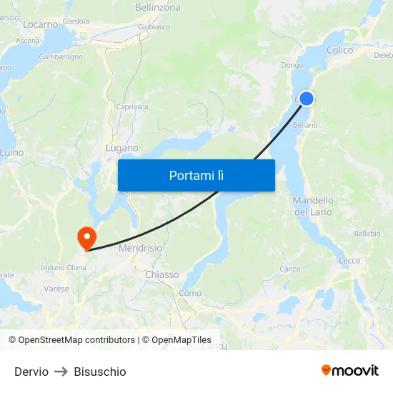 Dervio to Bisuschio map