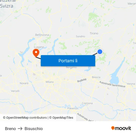 Breno to Bisuschio map