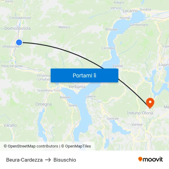 Beura-Cardezza to Bisuschio map