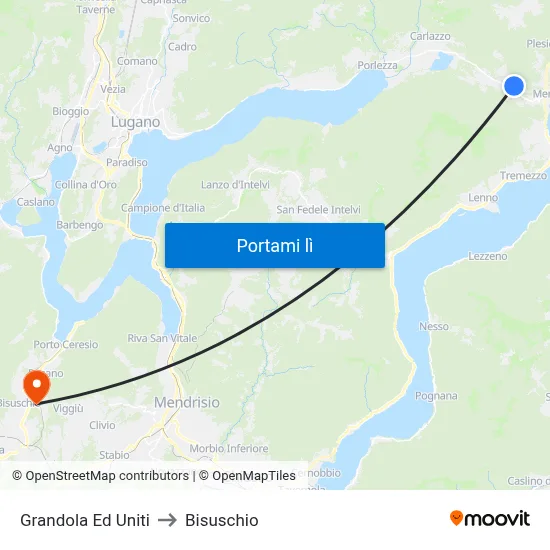 Grandola Ed Uniti to Bisuschio map