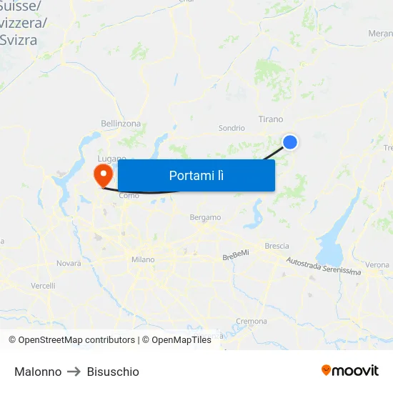 Malonno to Bisuschio map