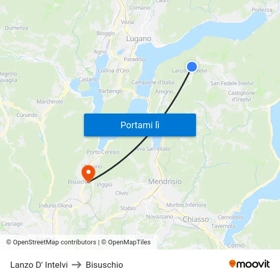 Lanzo D' Intelvi to Bisuschio map