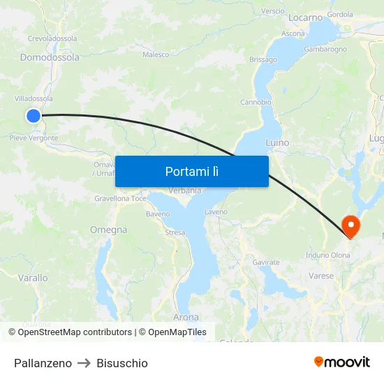 Pallanzeno to Bisuschio map