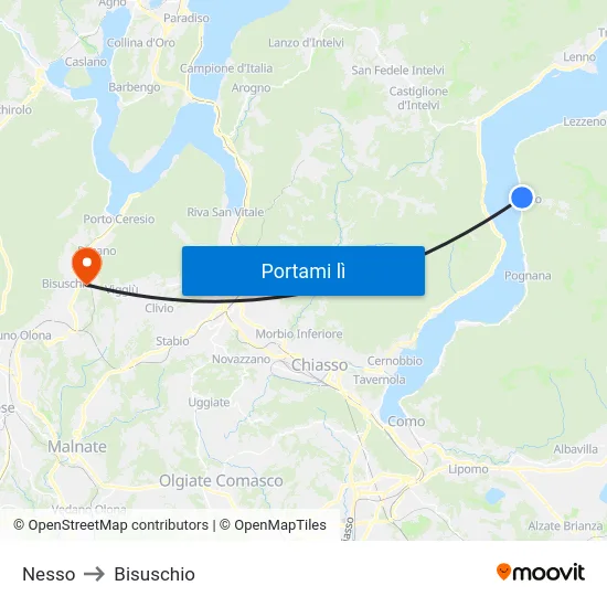 Nesso to Bisuschio map