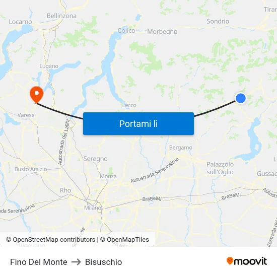 Fino Del Monte to Bisuschio map