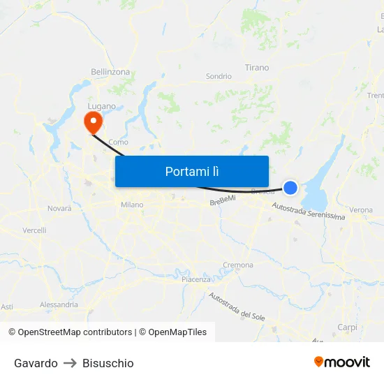 Gavardo to Bisuschio map