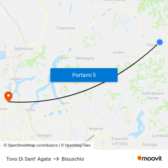 Tovo Di Sant' Agata to Bisuschio map
