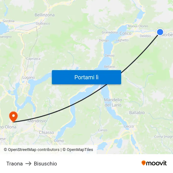 Traona to Bisuschio map