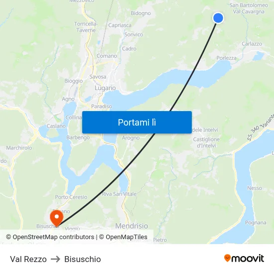 Val Rezzo to Bisuschio map