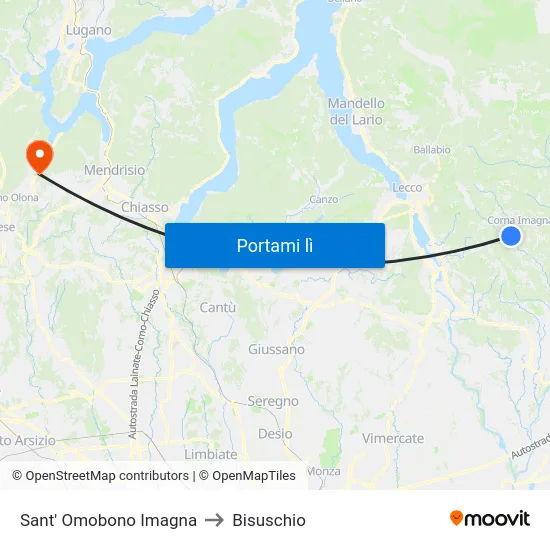 Sant' Omobono Imagna to Bisuschio map