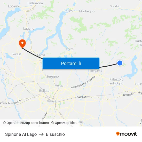 Spinone Al Lago to Bisuschio map