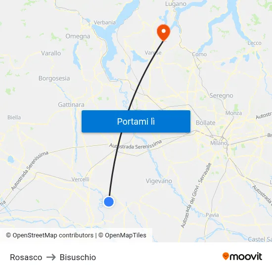 Rosasco to Bisuschio map