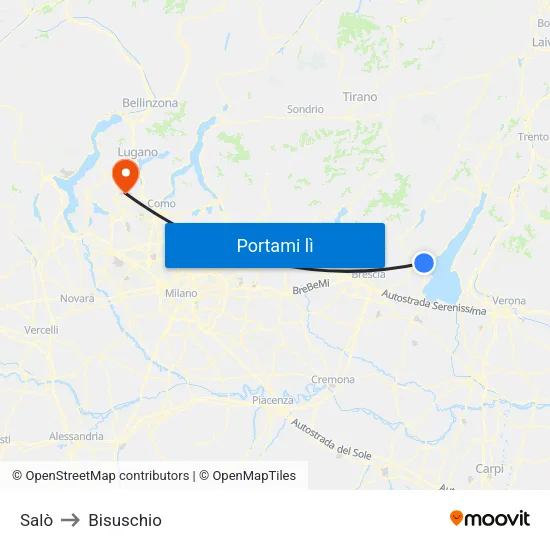 Salò to Bisuschio map