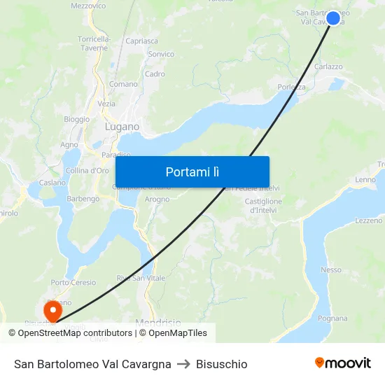 San Bartolomeo Val Cavargna to Bisuschio map