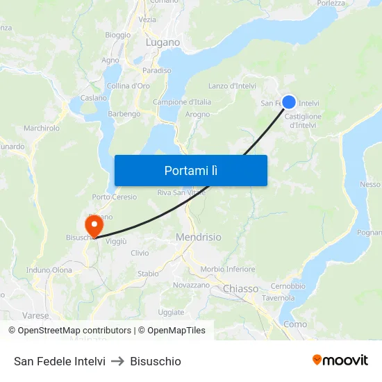 San Fedele Intelvi to Bisuschio map