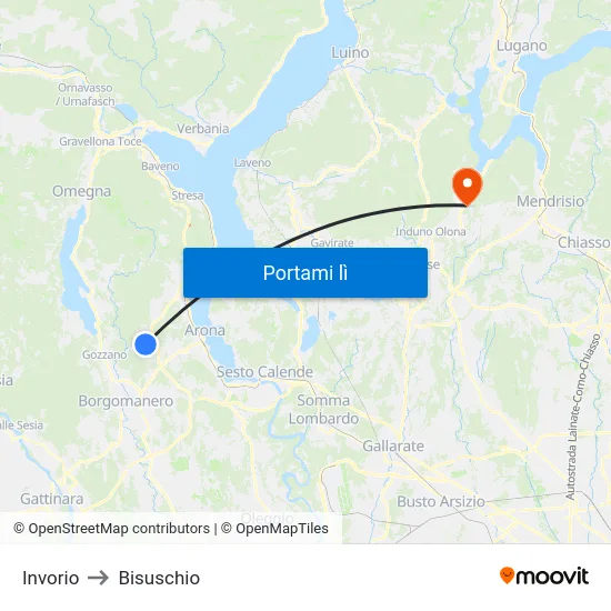 Invorio to Bisuschio map