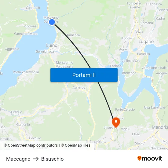Maccagno to Bisuschio map
