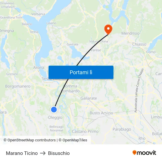 Marano Ticino to Bisuschio map