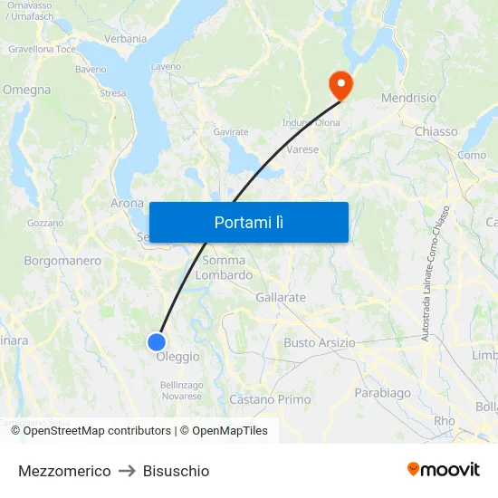 Mezzomerico to Bisuschio map