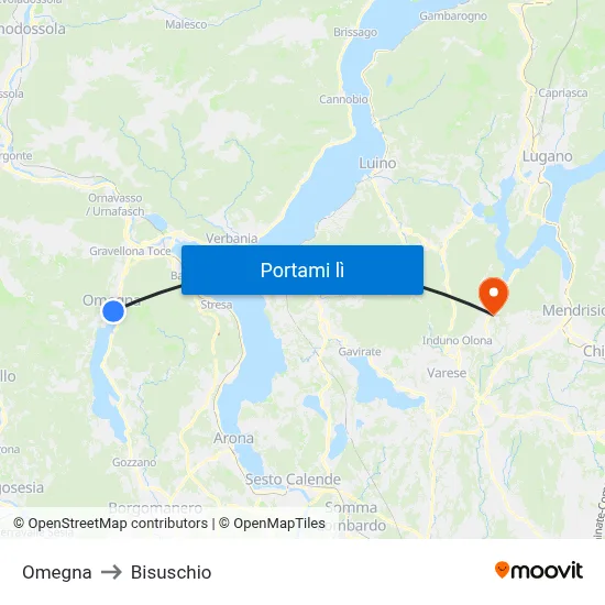 Omegna to Bisuschio map