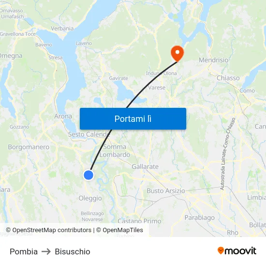 Pombia to Bisuschio map