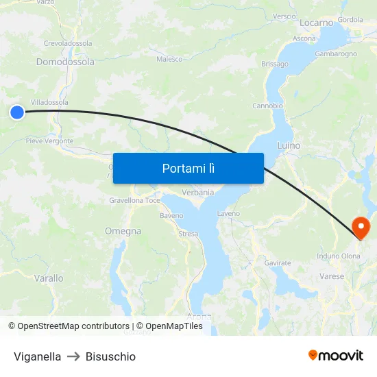 Viganella to Bisuschio map