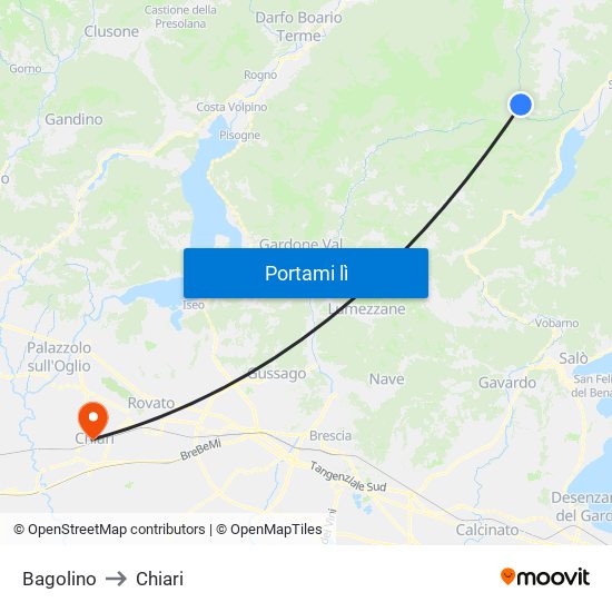 Bagolino to Chiari map