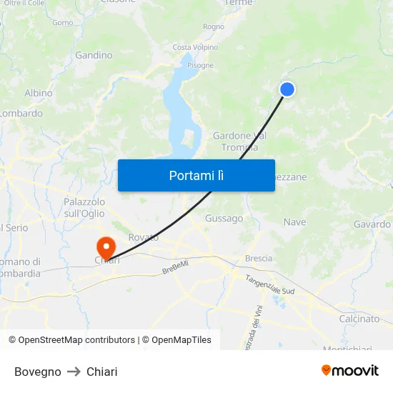 Bovegno to Chiari map