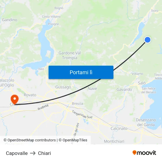 Capovalle to Chiari map