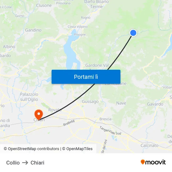Collio to Chiari map