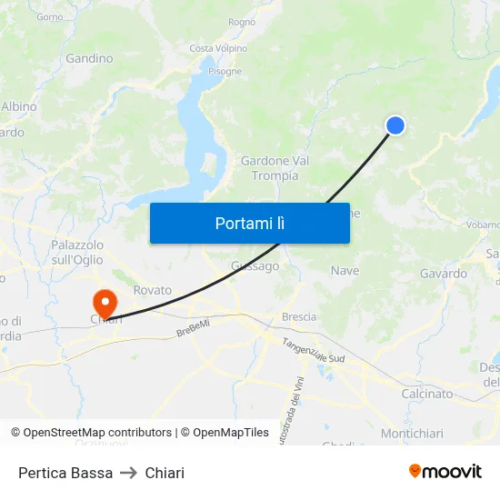 Pertica Bassa to Chiari map