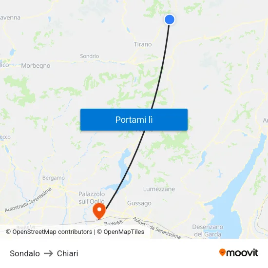 Sondalo to Chiari map