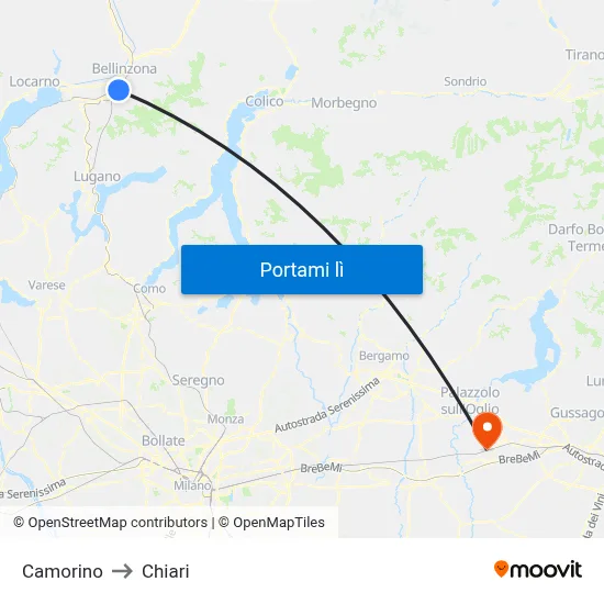 Camorino to Chiari map
