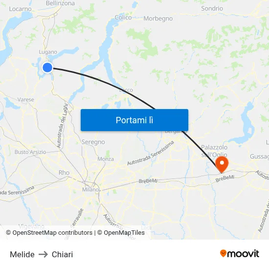Melide to Chiari map