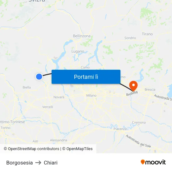Borgosesia to Chiari map
