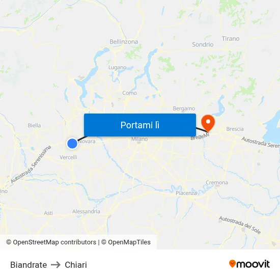Biandrate to Chiari map