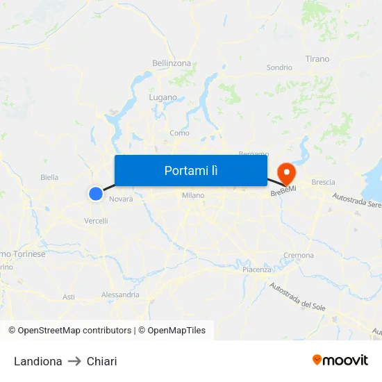 Landiona to Chiari map