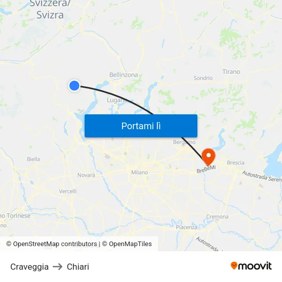 Craveggia to Chiari map