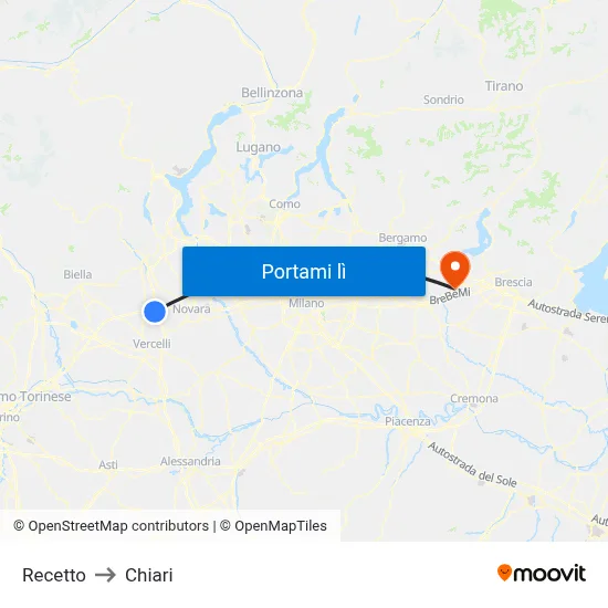 Recetto to Chiari map