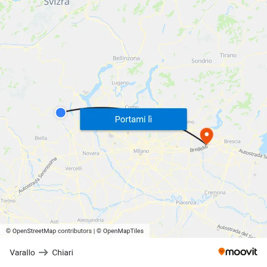 Varallo to Chiari map