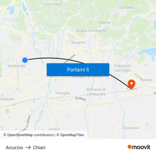 Aicurzio to Chiari map