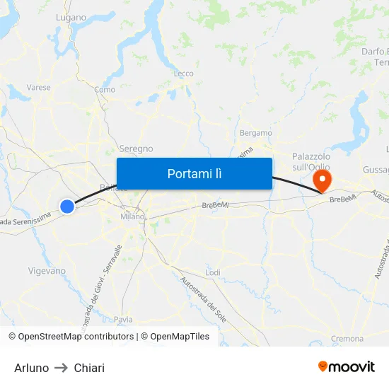 Arluno to Chiari map