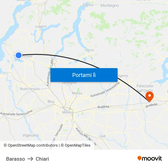 Barasso to Chiari map