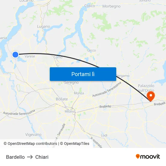 Bardello to Chiari map