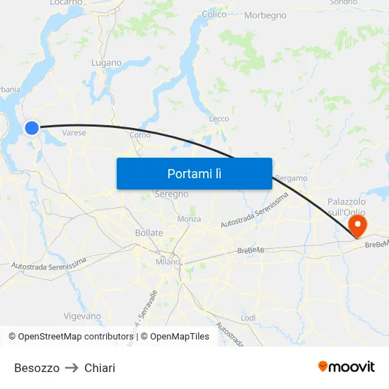 Besozzo to Chiari map