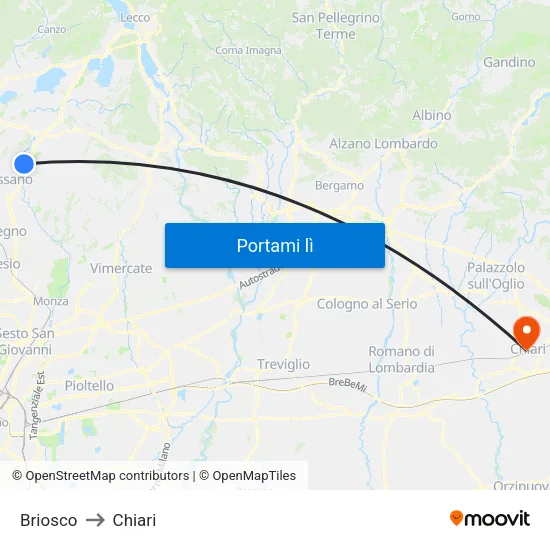 Briosco to Chiari map